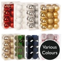 8cm Multi Finish Shatterproof Christmas Baubles (Pack Of 24)