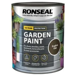 Ronseal- Garden Paint For Brick, Stone, Terracotta, Metal & Wood -Watersi Degarden Centre Sales english oak web