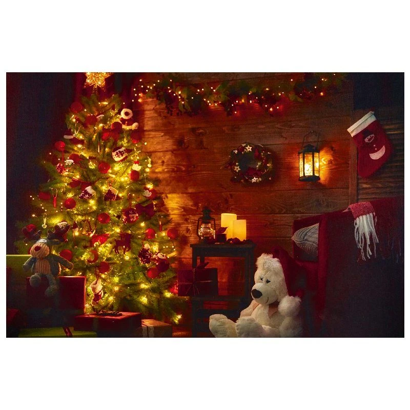 Lit Christmas Teddy Bear Scene - Fibre Optic Canvas Print - 40 X 60cm 3 Lit Christmas Teddy Bear Scene - Fibre Optic Canvas Print - 40 X 60cm