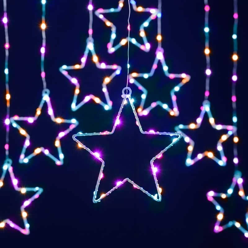 Christmas Star Curtain Lights With Timer 4 Christmas Star Curtain Lights With Timer - Image 2