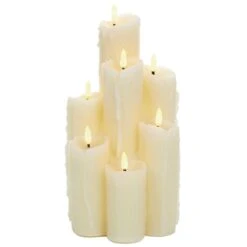 Cream Battery LED Melted Edge Flickabrights Candles With Timer -Watersi Degarden Centre Sales flickabrights melted edge 7pc web