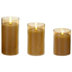 Battery LED Flickabrights Wide Glass Cup Candles With Timer -Watersi Degarden Centre Sales flickabrights rose gold glass cup web