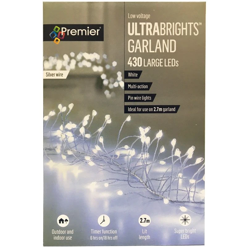 430 LED Ultrabrights Garland Lights On Pin Wire With Timer 5 430 LED Ultrabrights Garland Lights On Pin Wire With Timer - Image 3