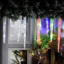 24 Colour Changing Icicle LED Lights On Clear Cable 13 24 Colour Changing Icicle LED Lights On Clear Cable -Watersi Degarden Centre Sales icicle multi white light mix web
