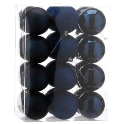 8cm Multi Finish Shatterproof Christmas Baubles (Pack Of 24) 23 8cm Multi Finish Shatterproof Christmas Baubles (Pack Of 24) -Watersi Degarden Centre Sales p040947 dark navy web
