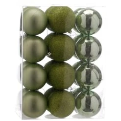 8cm Multi Finish Shatterproof Christmas Baubles (Pack Of 24) 24 8cm Multi Finish Shatterproof Christmas Baubles (Pack Of 24) -Watersi Degarden Centre Sales p040950 sage green web