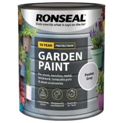 Ronseal- Garden Paint For Brick, Stone, Terracotta, Metal & Wood -Watersi Degarden Centre Sales pewter grey web