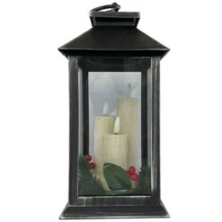 Flickering Flame 27cm Battery Lantern - 3 Assorted Colours 9 Flickering Flame 27cm Battery Lantern - 3 Assorted Colours -Watersi Degarden Centre Sales premier flickabrights lantern silver web