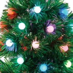 Multi Coloured LED Fibre Optic Ball Christmas Tree -Watersi Degarden Centre Sales premier fo tree ft1803047 close up