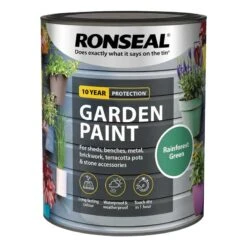 Ronseal- Garden Paint For Brick, Stone, Terracotta, Metal & Wood -Watersi Degarden Centre Sales reainforest green web