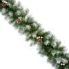 Snow Tipped Artificial Christmas Garland With White Berries & Cones - 2.7m