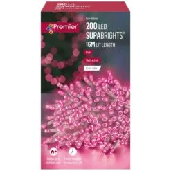 200 LED Timer Supabrights On Clear Cable -Watersi Degarden Centre Sales supabrights clear cable 200 pink web