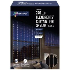 240 LED Flexibright Curtain Lights On Clear Cable -Watersi Degarden Centre Sales warm white flexibrights curtain 240l web